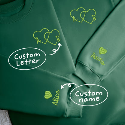 Custom Icon Couple Heart Matching Shirt - Embroidered Sweatshirt, T-shirt, Hoodie