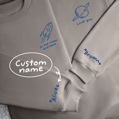 Custom Icon Couple Galaxy Matching Shirt - Embroidered Sweatshirt, T-shirt, Hoodie