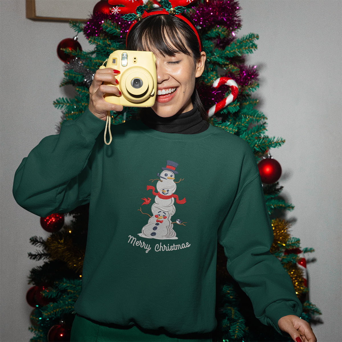 3 Snowman Mery Christmas - Embroidered Sweatshirt, T-shirt, Hoodie