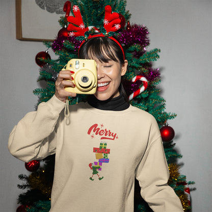 ELF And Gift Merry Christmas - Embroidered Sweatshirt, T-shirt, Hoodie